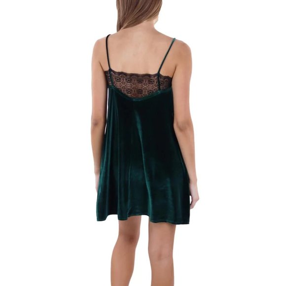 ANTHROPOLOGIE Maronie Velvet Mini Slip Party Dress in Emerald Green Size Medium - Picture 9 of 9
